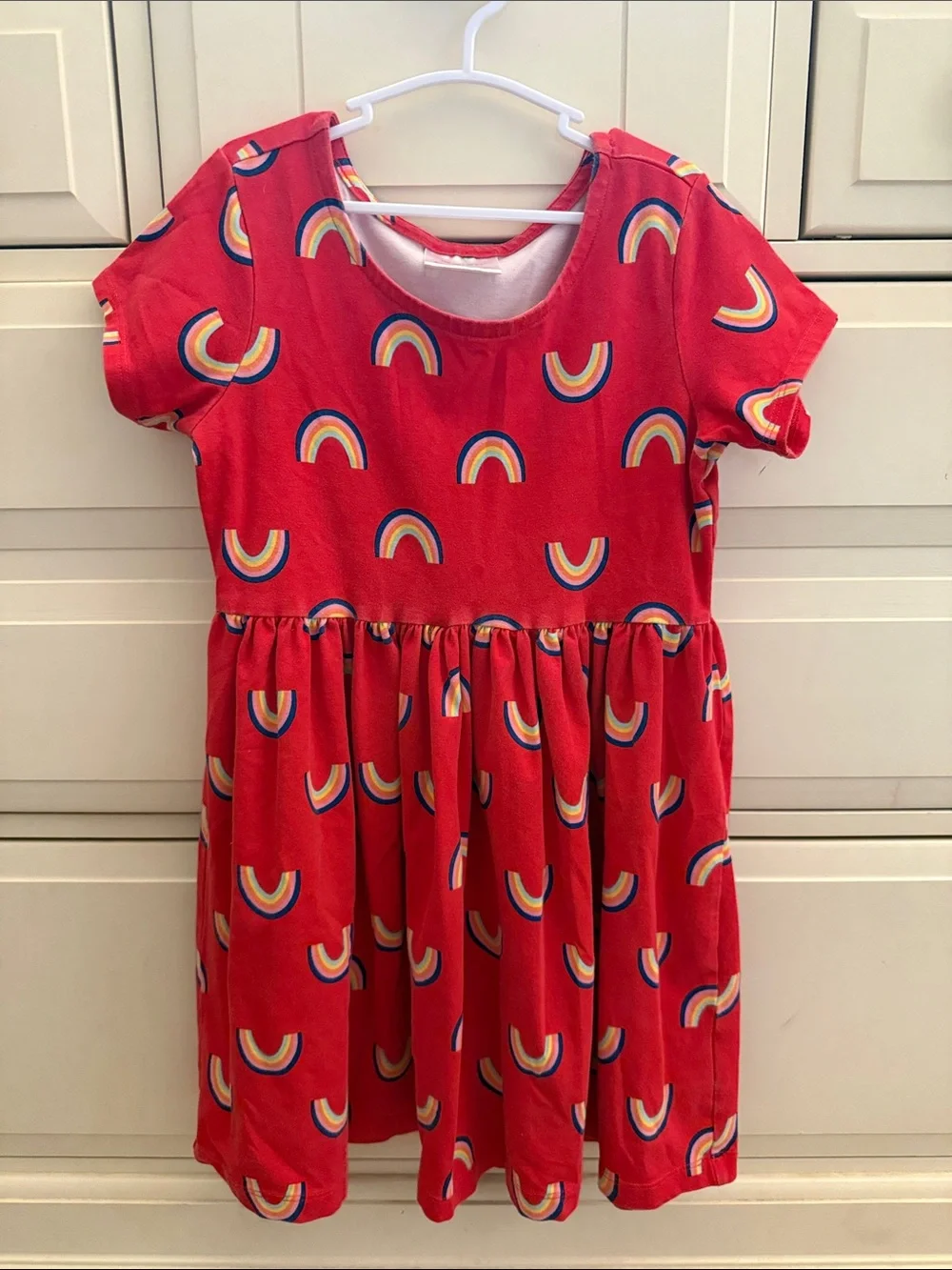 Hanna Andersson Red Rainbow Knit Casual Dress